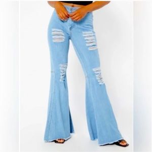 Womens Casual Wide Leg Jeans Flare Jeans